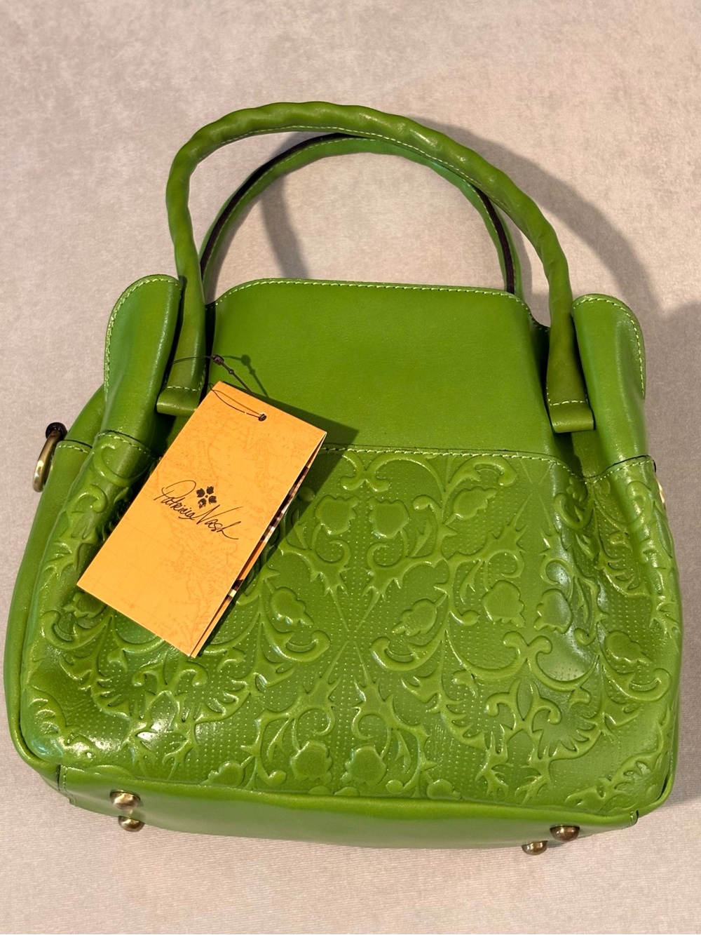 Patricia Nash Green Embossed Leather Satchel